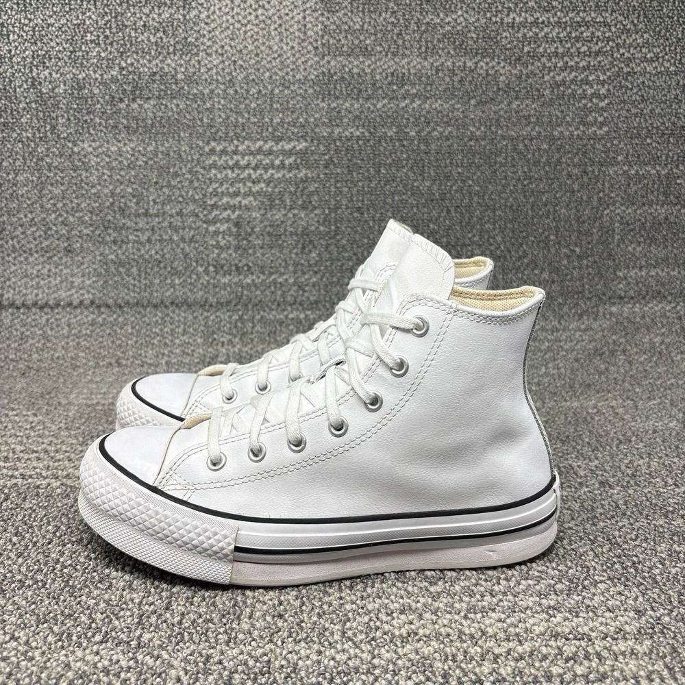 Converse Chuck Taylor All Star Lift Platform High Top Leather Kids Size 4 White